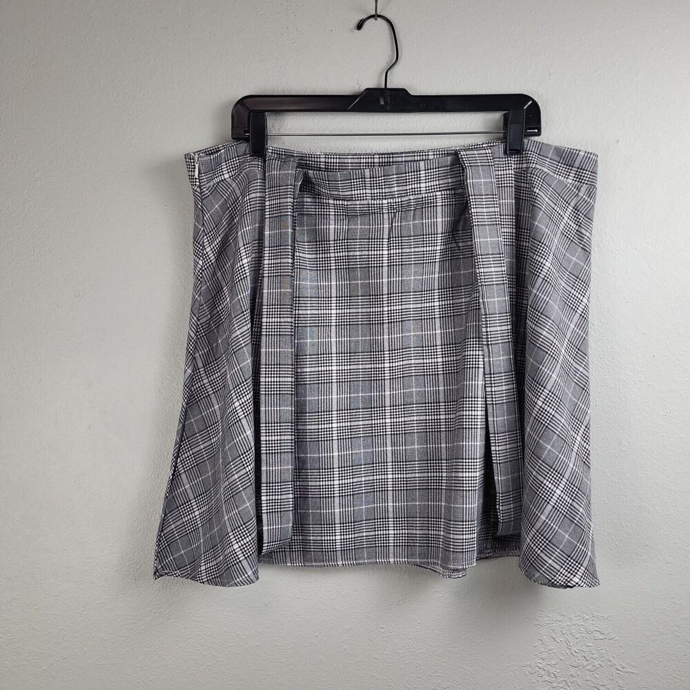 School Girl Womens Gray Plaid Overall Straps A-line Skirts‎ Size 2XL Academia